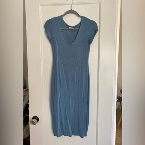 Slate blue V neck Dress
